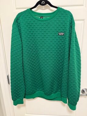 SHEIN Men's Green Textured Crewneck Sweater